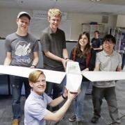 Aerospace engineering students with SHAMU whale-scouting drone