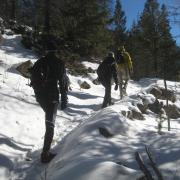 People hiking in the snow