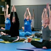 Students in yoga class at the Rec Center