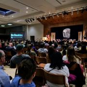 Chancellor Philip DiStefano speaks at the 2018 spring town hall.