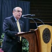 Chancellor Phil DiStefano addresses admitted students and their parents. Photo by Glenn Asakawa.