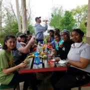 Houston | Natural disaster clean-up group stops for lunch on their way to Texas.