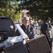 Provost Russell Moore helping students move in the residence halls 