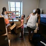 Scenes from move-in on Tuesday, Aug. 20, 2019, at Baker Hall. (Photo by Glenn Asakawa/University of Colorado)