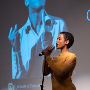 CU Boulder College of Music students Asha Romero and Lennart Triescchin perform the Sam Cooke song “A Change is Gonna Come” during the CU Boulder 2020 Spring Diversity Summit. (Photo by Glenn Asakawa/University of Colorado)