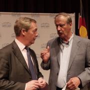 Former President of Mexico Vicente Fox, right, and Brexit architect Nigel Farage discuss nationalism vs. globalism. Photo by Casey A. Cass.