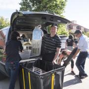 U.S. Rep. Jared Polis helping students move in the residence halls 