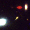 Several colorful blotches in space