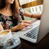Woman sitting at a computer