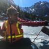 Isabella Oleksy in the field with a buoy