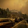 Cars evacuating Los Angeles area due to wildfire