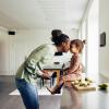 mom and child at home