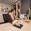 student employee working at a desk