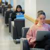 students studying inside