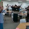 graduate students participate in a group exercise