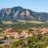 aerial view of campus and surrounding Boulder area