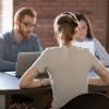 student in an interview