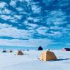 Winterized tents house researchers atop the Greenland Ice Sheet 