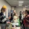 student speaks with an employer at the first Career in the Environment Fair