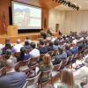 Chancellor Justin Schwartz addresses the campus community