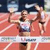Emma Coburn winning the women's 3000 meter steeple chase