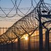 A barbed wire fence