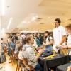 students visiting booths at the On-Campus Student Job Fair