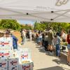 lines at the Mobile Food Pantry on campus