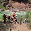 Students and mentors on a bank of the Green River