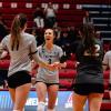 Colorado women's volleyball team celebrates a win
