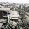 Ash covers rooftops in the Indonesian city of Yogyakarta.