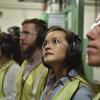 A CU Boulder student tours the high-speed beverage can manufacturing facilities in Golden during Ball Cooperation Career Day, 2018. 