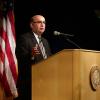 Philip DiStefano, Chancellor of the University of Colorado Boulder, gives the State of Campus speech at the University Memorial Center Glenn Miller Ballroom on Tuesday, Oct. 17, 2017. (Photo by Glenn Asakawa/University of Colorado)