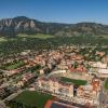 An aerial view of the CU Boulder campus