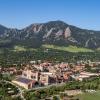 An aerial view of the CU Boulder campus