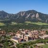 An aerial view of the CU Boulder campus