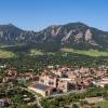 An aerial view of the CU Boulder campus