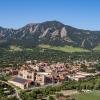 An aerial view of the CU Boulder campus