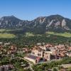 An aerial view of the CU Boulder campus