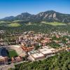 An aerial view of the CU Boulder campus
