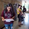 Students wait to enter classroom