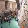 students socialize at climbing gym event in Rec Center in 2018