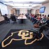 CU Ralphie emblem in carpet.