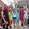 Students dressed up in Halloween costumes for the 2018 Homecoming game