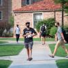 students walking on campus