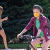 riding bike on campus