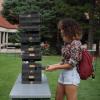 Students playing lawn Jenga at a CU event