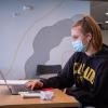 student studying inside