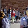 Students outside on campus