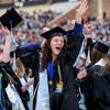 Graduates celebrate after the commencement ceremony